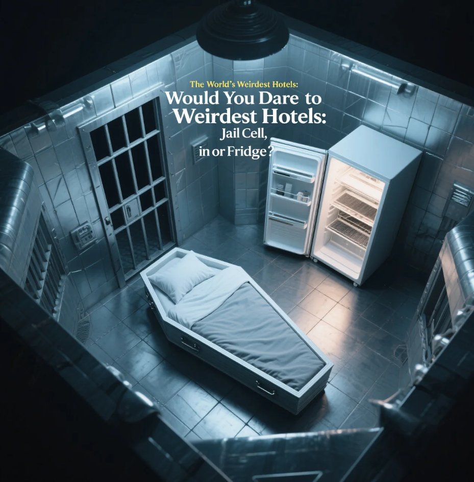 The World’s Weirdest Hotels: Would You Dare to Sleep in a Coffin, Jail Cell, or Fridge?